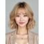 골든 블론드 귀밑 컬 단발+시스루뱅