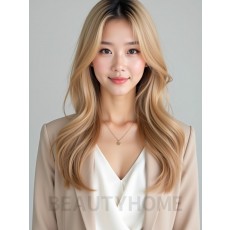 골든 블론드 긴머리+사이드가르마