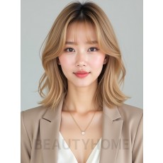 골든 블론드 턱선 웨이브 단발