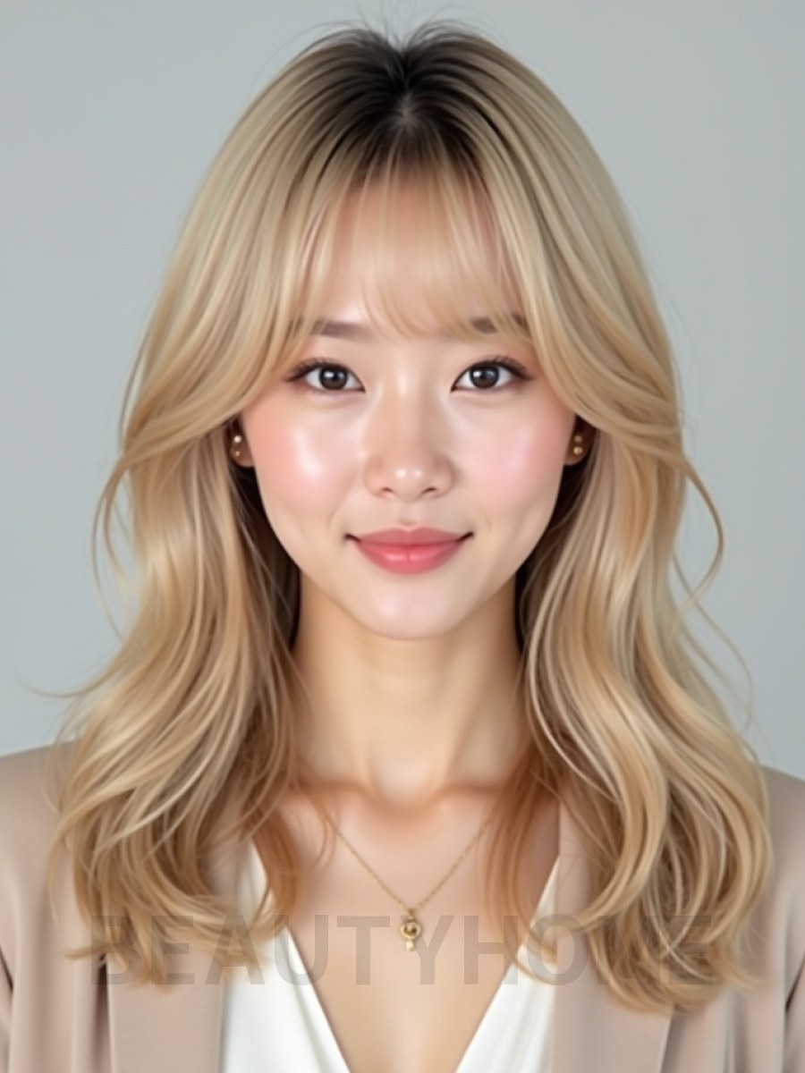 골든 블론드 허시+시스루뱅