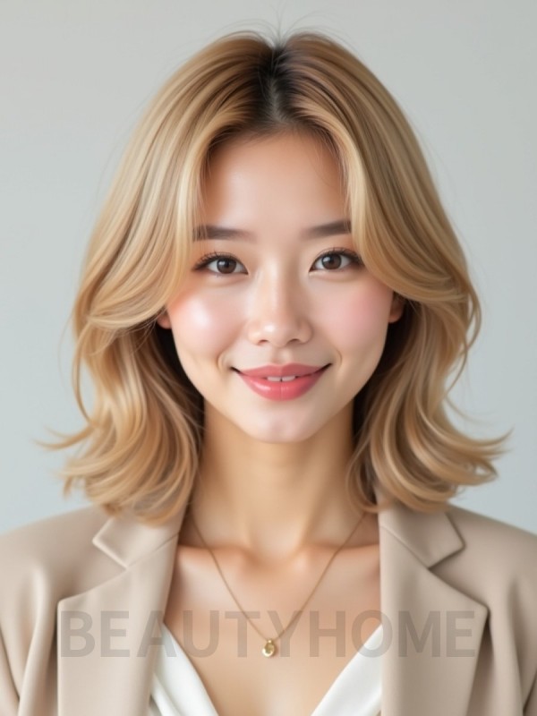 골든 블론드 텍스처 단발