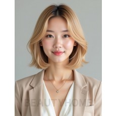 골든 블론드 턱선 스택 단발