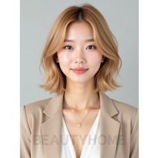 골든 블론드 귀밑 인버티드 단발
