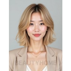 골든 블론드 귀밑 레이어드 단발