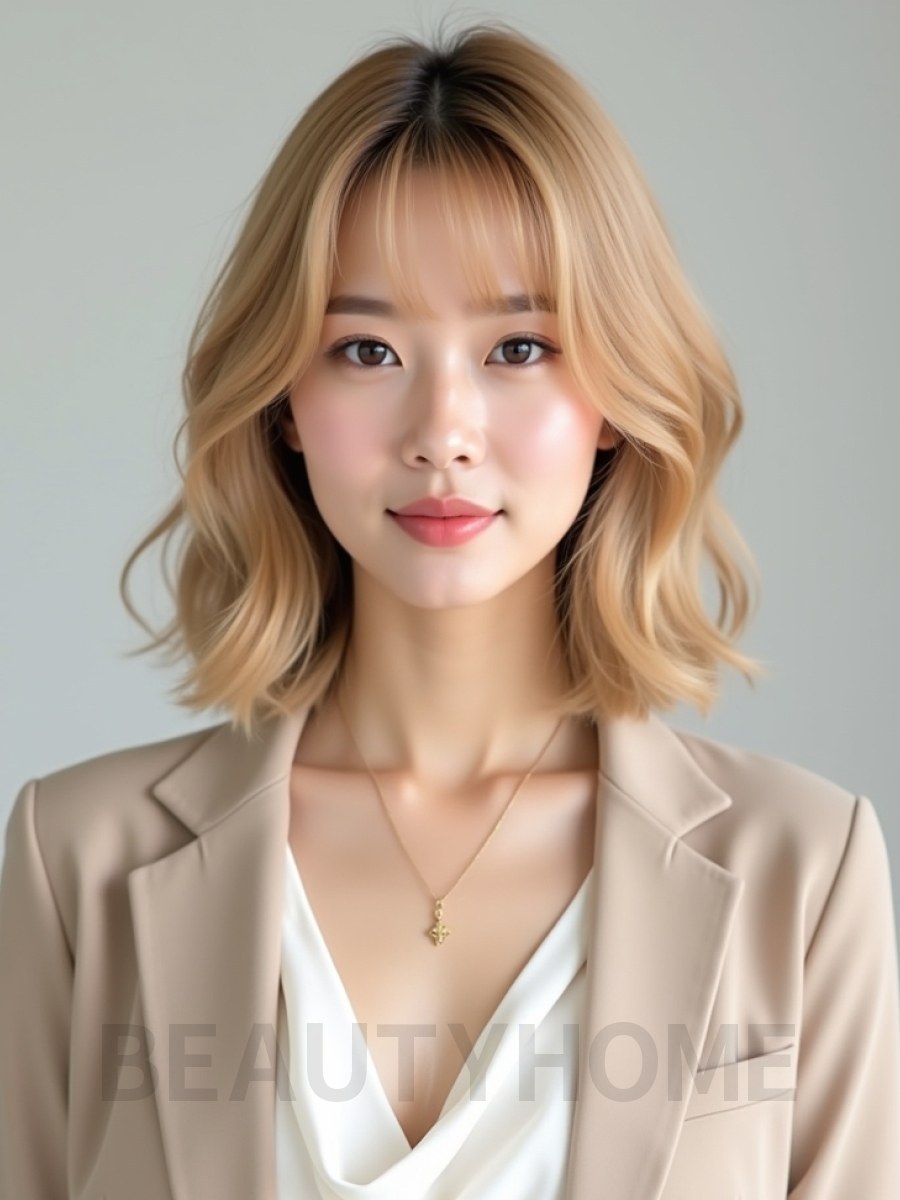 골든 블론드 숏 블런트뱅