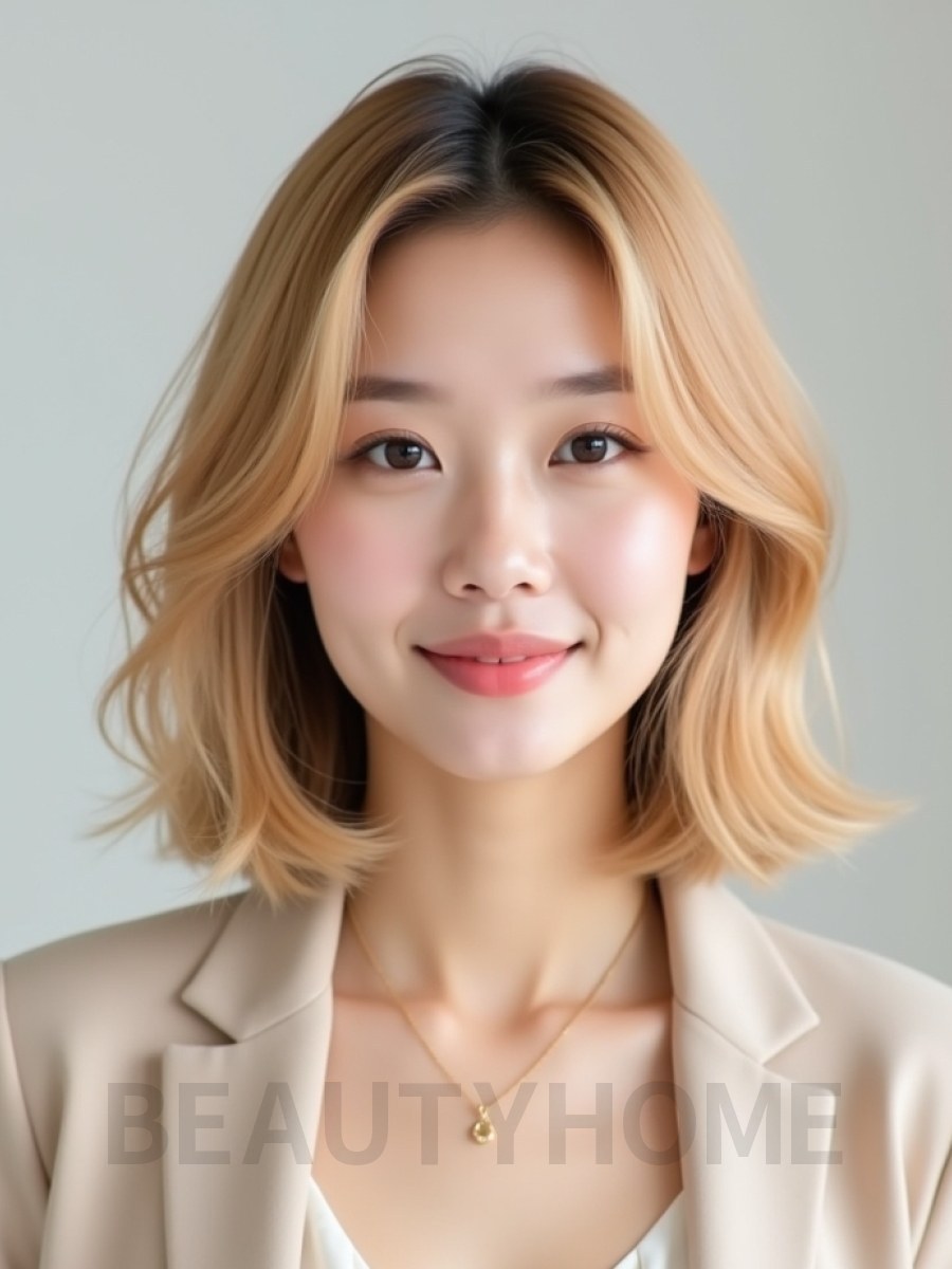 골든 블론드 A라인 단발