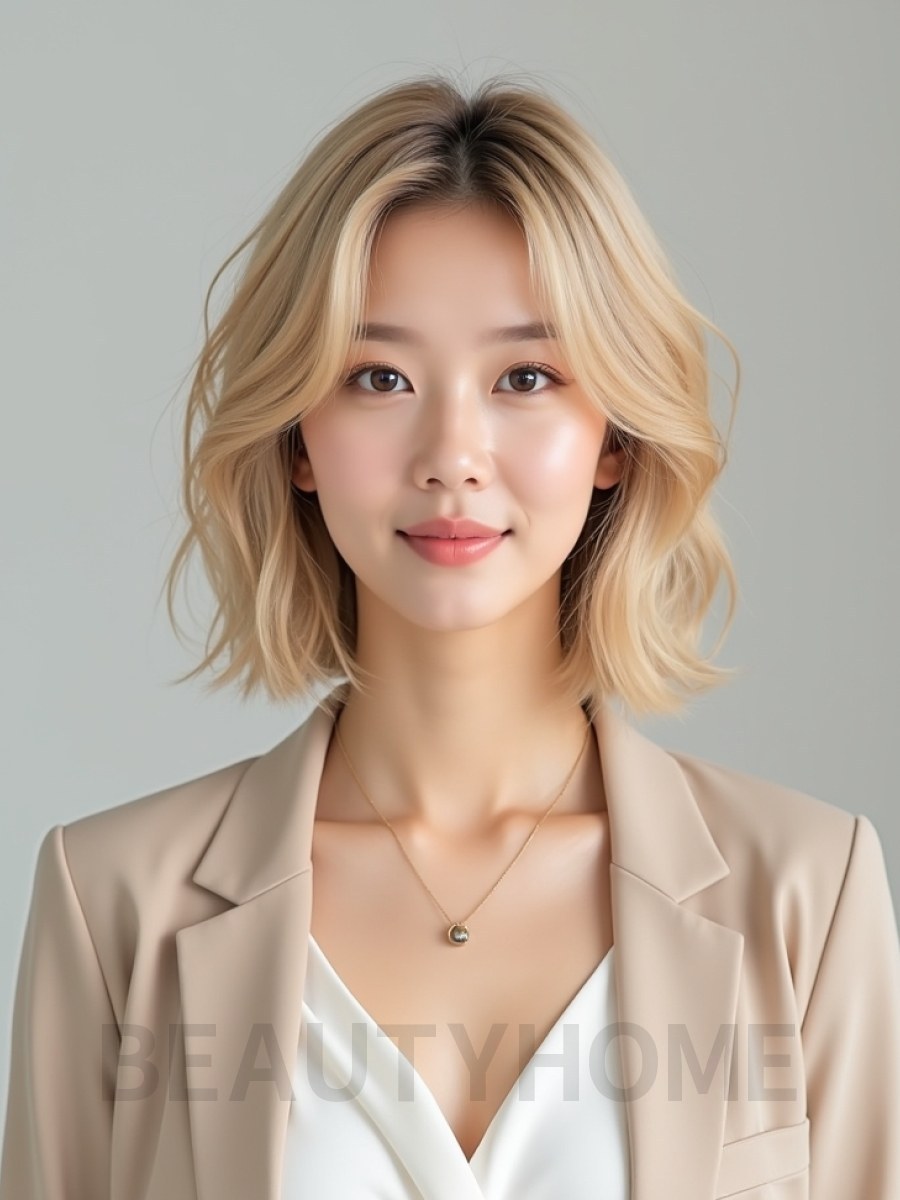 골든 블론드 숏 머시 레이어