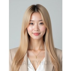 골든 블론드 고데기 생머리