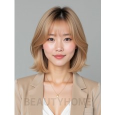 골든 블론드 턱선 비대칭 단발
