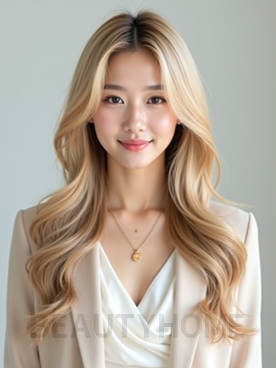 골든 블론드 긴 소프트웨이브