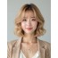 골든 블론드 턱선 웨이브 단발+시스루뱅