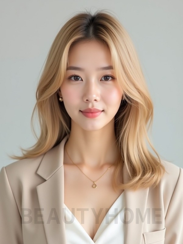 골든 블론드 어깨선 생머리