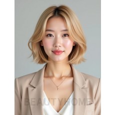 골든 블론드 숏 A라인 레이어