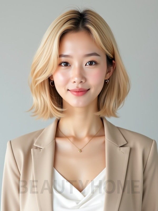 골든 블론드 숏 bowl 컷