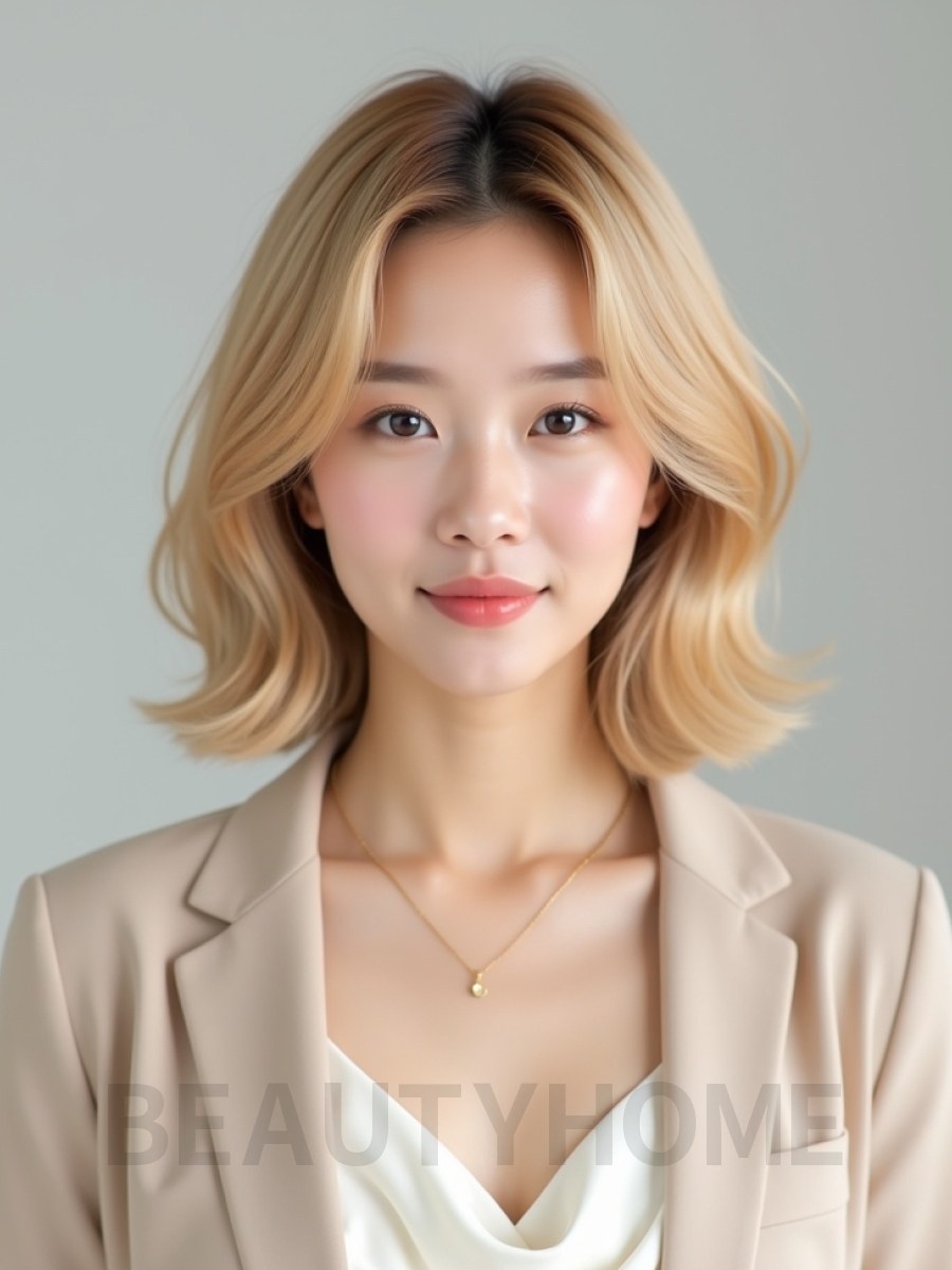 골든 블론드 숏 층컷