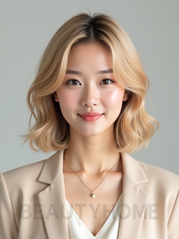 골든 블론드 숏 볼륨 레이어
