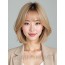 골든 블론드 턱선 블런트 단발+커튼뱅