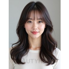 허니 블론드 턱선 스트레이트 단발