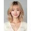 골든 블론드 턱밑 비대칭 단발+시스루뱅