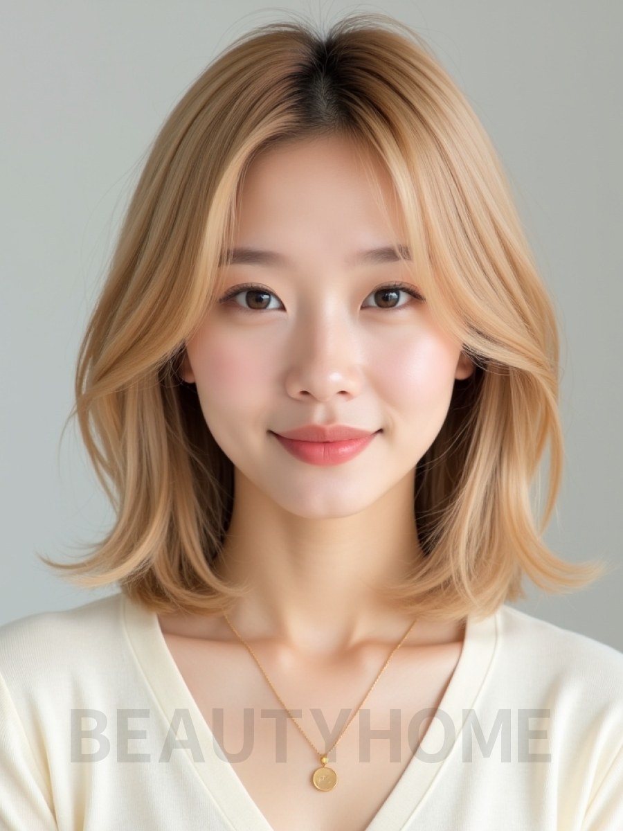 골든 블론드 턱밑 스택 단발