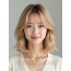골든 블론드 어깨 텍스처 단발+시스루뱅