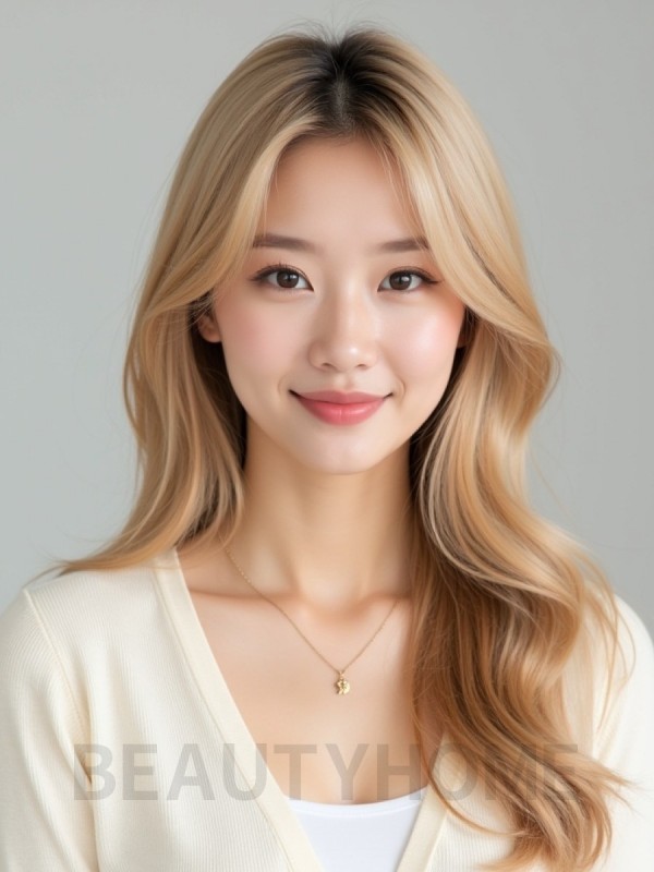 골든 블론드 긴 레이어+센터