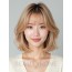골든 블론드 어깨 스택 단발+시스루뱅