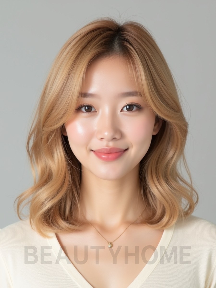 골든 블론드 어깨 웨이브+사이드