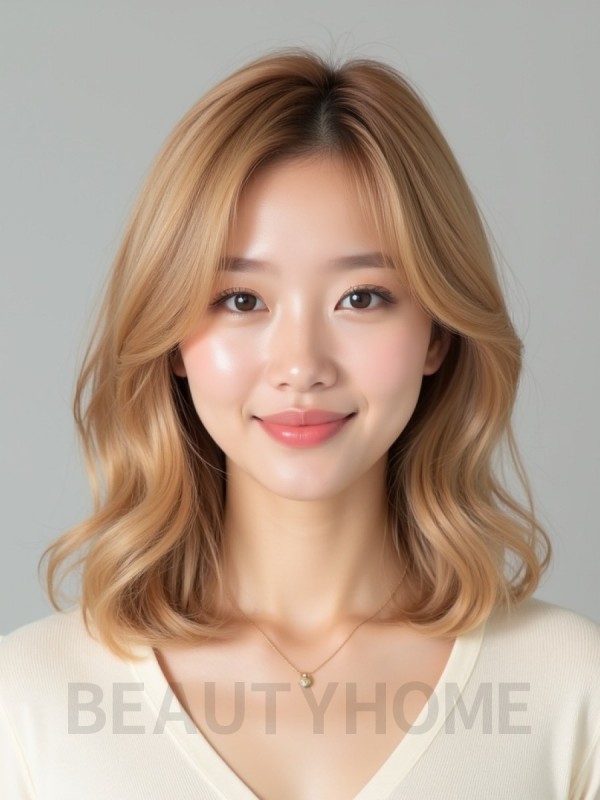 골든 블론드 어깨 웨이브+사이드