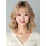 골든 블론드 어깨 컬 단발+시스루뱅