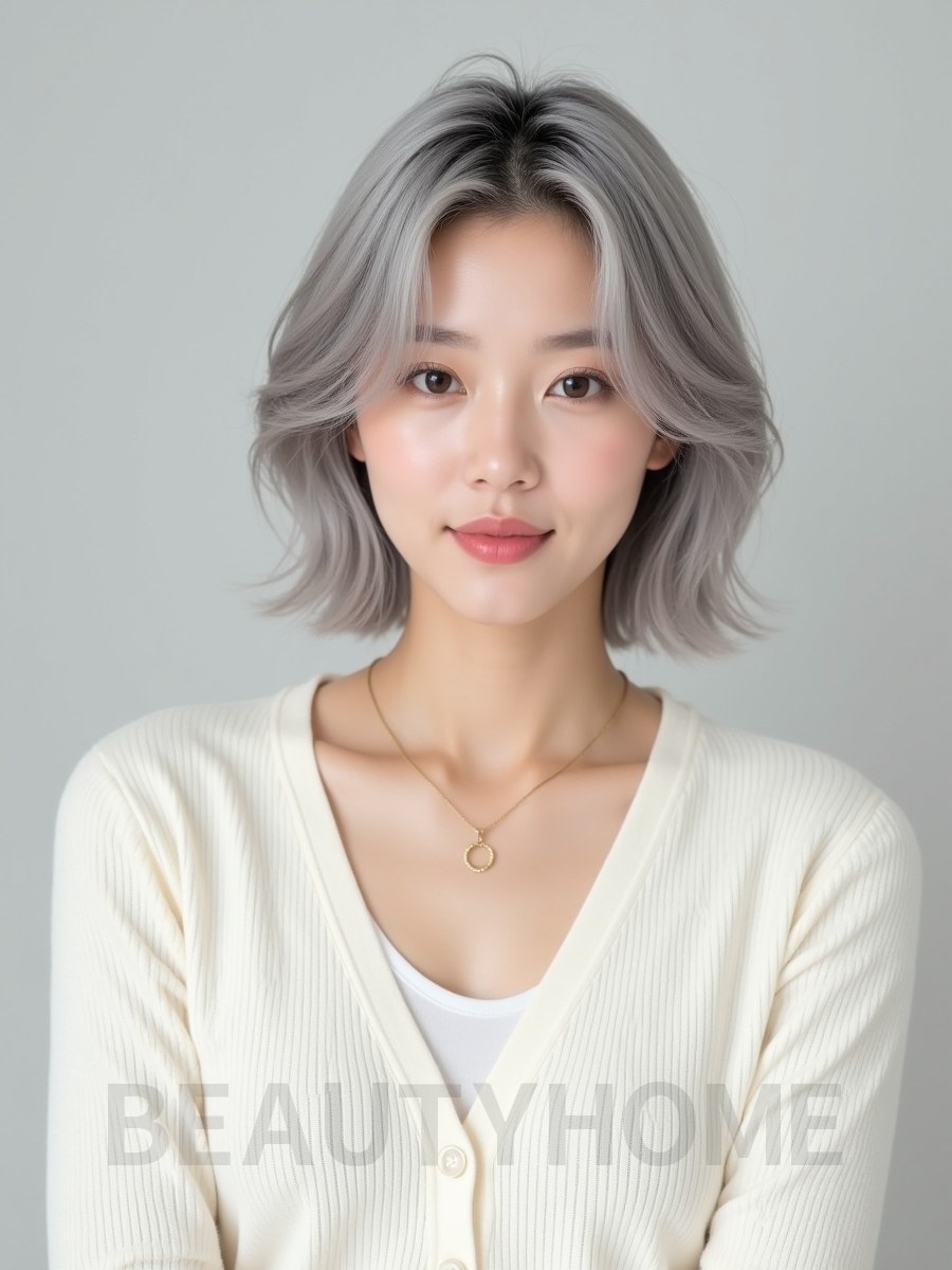 펄 그레이 숏 레이어드