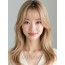 골든 블론드 쇄골 생머리+커튼뱅