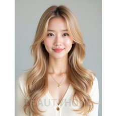 골든 블론드 긴 웨이브+사이드