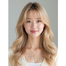 골든 블론드 쇄골 웨이브+시스루뱅