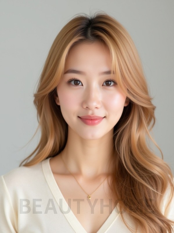 골든 블론드 긴 레이어+사이드