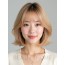 골든 블론드 어깨 블런트 단발+사이드뱅