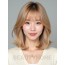 골든 블론드 쇄골 그라데이션 단발+커튼뱅