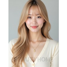 골든 블론드 긴 생머리+시스루뱅
