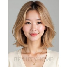 골든 블론드 쇄골 블런트 단발