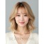 골든 블론드 쇄골 비대칭 단발+풀뱅
