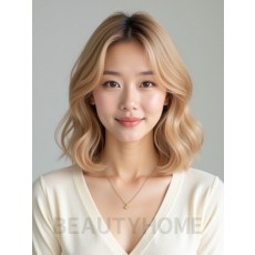 골든 블론드 쇄골 컬 단발