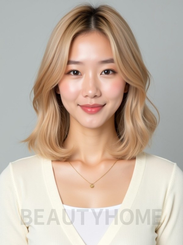 골든 블론드 쇄골 인버티드 단발