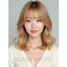 골든 블론드 어깨 웨이브 단발+커튼뱅