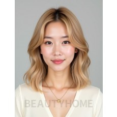 골든 블론드 어깨 레이어드 단발