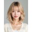 골든 블론드 턱밑 인버티드 단발+시스루뱅