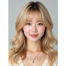 골든 블론드 쇄골 웨이브+풀뱅