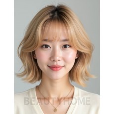 골든 블론드 어깨 텍스처 단발
