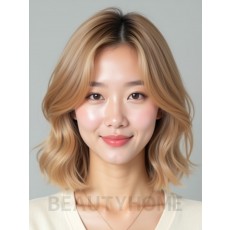 골든 블론드 어깨 웨이브 단발