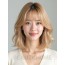 골든 블론드 어깨 인버티드 단발+시스루뱅