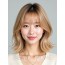 골든 블론드 쇄골 텍스처 단발+사이드뱅